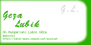 geza lubik business card