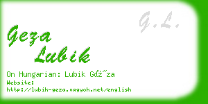 geza lubik business card